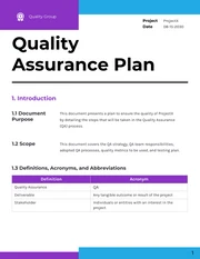 Clean Minimalist Quality Assurance Plan - Pagina 1