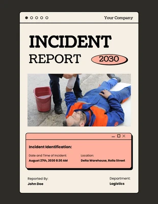 Free  Template: Rapporto sugli incidenti con la scheda nera e rosa