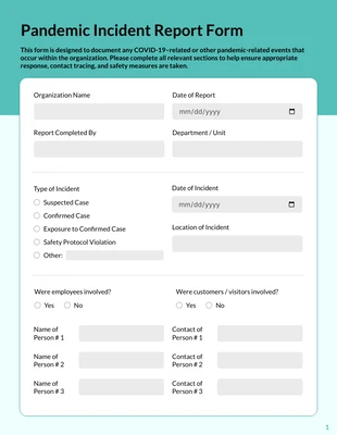 Free accessible and interactive Template: Rapporto sugli incidenti pandemici