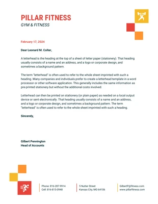 Fitness Gym Business Letterhead