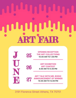 Free  Template: Poster colorato moderno e giocoso della fiera d'arte