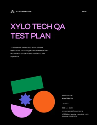 Free  Template: Schwarzer neonfarbener Testplan