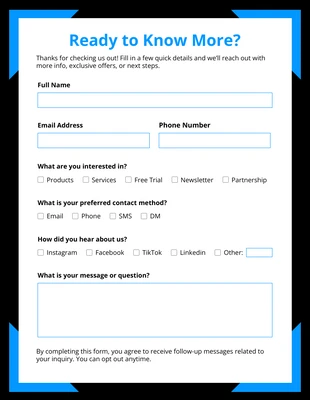 Free interactive Template: Moduli di lead generation per social media blu e neri