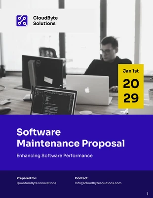 premium  Template: Proposta di manutenzione software semplice e minimalista moderna in bianco e nero