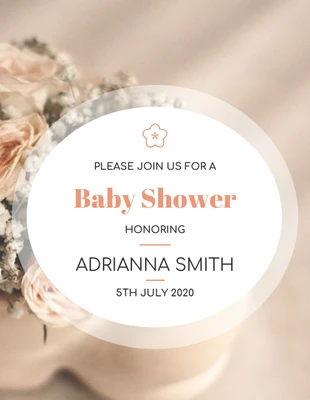 Free  Template: Elegante invitación de rosas para baby shower