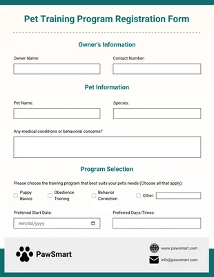 business accessible and interactive Template: Modulo per il servizio di animali domestici minimalisti ed ecologici