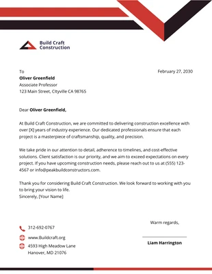 Free  Template: Carta intestata da costruzione nera e rossa