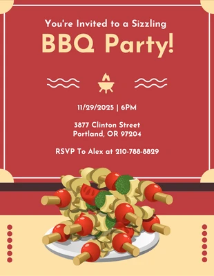 Free  Template: Rosso e oro Illustrazione classica moderna Invito alla festa del barbecue