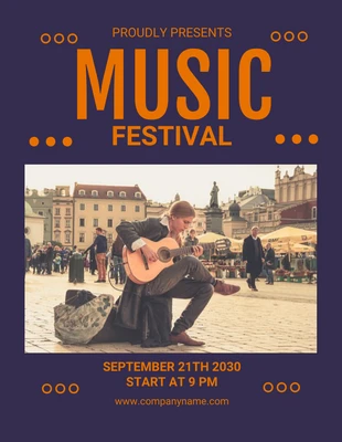 Free  Template: Folheto do Purple Simple Music Festival