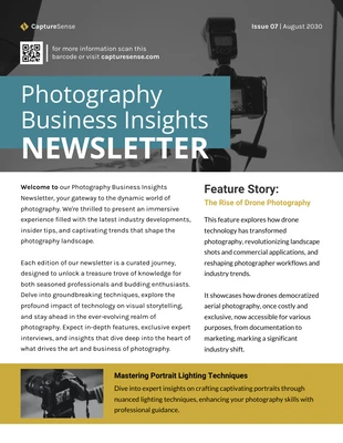 premium  Template: Boletim informativo de insights de negócios fotográficos