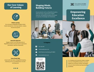 Free  Template: Brochure ripiegabile per la scuola gialla e verde mirto