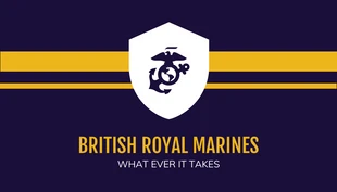 Free  Template: Moderne, professionelle, militärische Visitenkarte für Unternehmen in Marineblau und Gelb