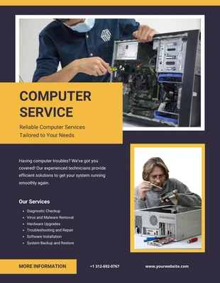 Free  Template: Modelo de folheto simples de serviço de informática em roxo escuro