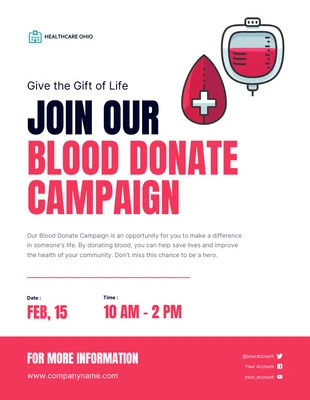 Free  Template: Poster della campagna di donazione del sangue rosso e bianco