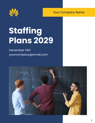 Free  Template: Blu, giallo e bianco, moderno, pulito e minimalista, piani di assunzione del personale aziendale