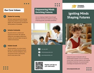 Free interactive Template: Brochure a tre ante colorata e giocosa sull'educazione