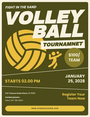 Free  Template: Affiche de volley-ball illustrée de l'armée et du jaune