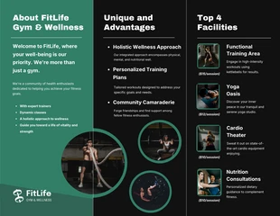 Green and Black Modern Fitness Trifold Brochure - Página 2