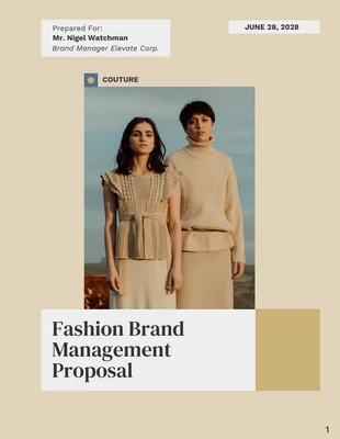 Free  Template: Proposta simples de gerenciamento de marca de moda bege