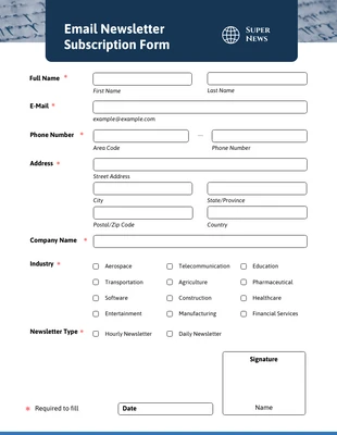 business  Template: نموذج اشتراك بحري بسيط