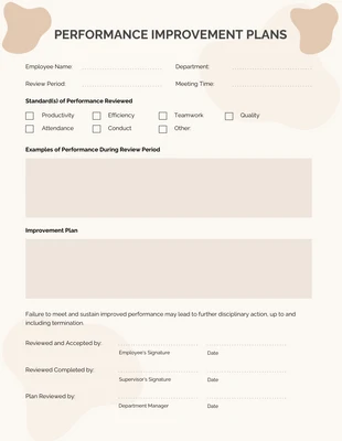 Free  Template: Piano di miglioramento delle prestazioni di Peach