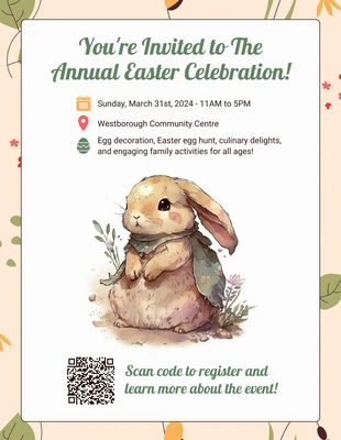 Free  Template: Invitación Pascua Ilustración Estética Moderna Crema