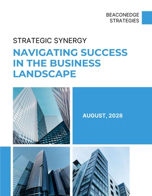 Free  Template: Copertina del libro aziendale di strategia moderna bianca e blu