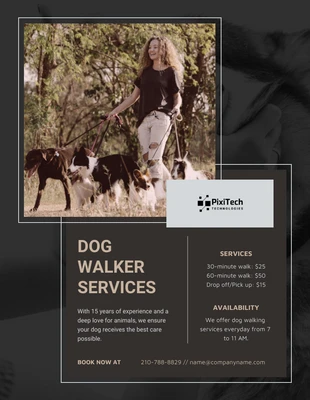 Free  Template: Folheto elegante marrom e bege para passeadores de cães