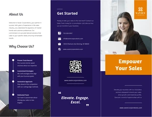 premium  Template: Folheto com três dobras de vendas simples em azul marinho e cinza