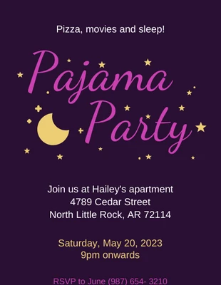 Free  Template: Invitation à la soirée pyjama