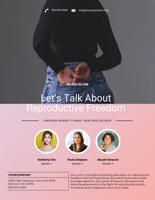 Free  Template: Rosa Farbverlauf Pro Choice Talk Show Poster