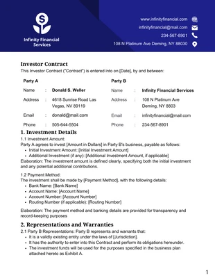 premium  Template: Contratos De Inversores Simples Modernos Minimalistas Azul Marino