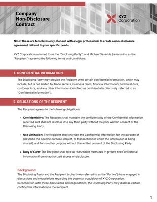 premium  Template: Contrato de NDA corporativo vermelho simples