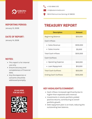 Free  Template: Modello di rapporto del Tesoro
