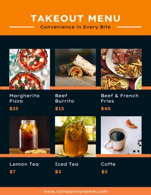 Free  Template: Menu para viagem com design moderno