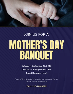 Free  Template: Invito al banchetto per la festa della mamma in colore blu scuro