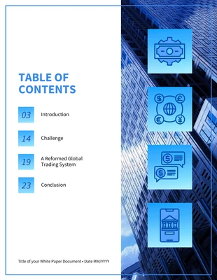 business  Template: جدول محتويات قالب تنسيق الورق الأبيض
