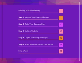 business  Template: جدول محتويات الورقة البيضاء لتسويق الشركات الناشئة من شركة Violet
