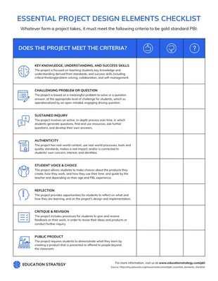 premium  Template: Lista de verificação de aprendizagem baseada em projetos