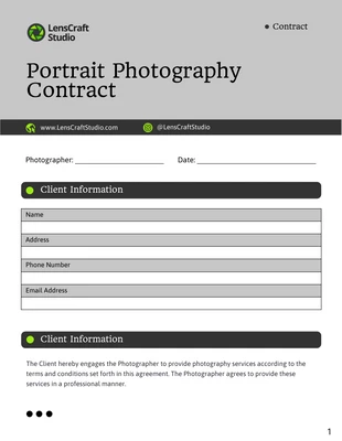 premium  Template: Contratto di fotografia di ritratto