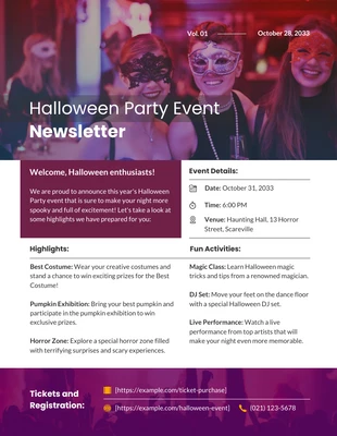 premium  Template: Boletim informativo sobre eventos de festa de Halloween