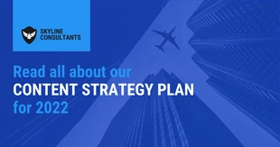 premium  Template: Strategia dei contenuti blu Banner pubblicitario su LinkedIn