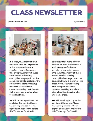 Free  Template: Newsletter di classe colorata e semplice