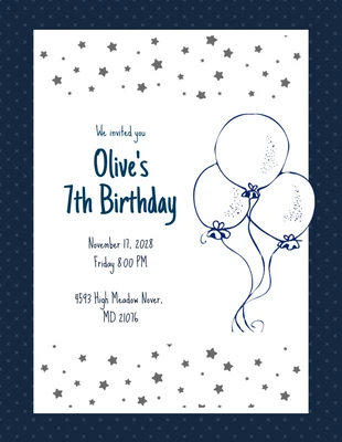 Free  Template: Navy e bianco illustrazione minimalista Invito alla festa per bambini