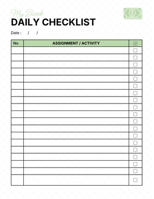 Free interactive Template: Minimalist Daily Bank Checklist Template