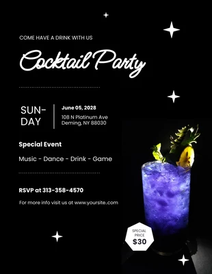 Free  Template: Semplici inviti per cocktail neri