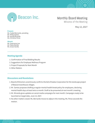 business  Template: Modèle de résumé de réunion