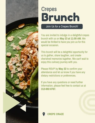 Free  Template: Verde Moderno Elegante Minimalista Crepes Brunch Invito