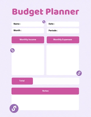 Free  Template: Pianificatore finanziario viola chiaro semplice