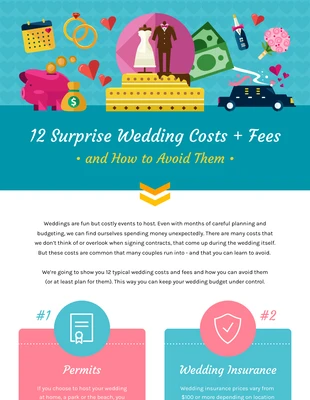 Free  Template: قائمة تكاليف الزفاف المفاجئة Infographic